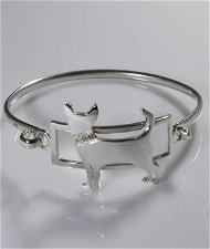 Bracciale rigido Chihuahua con collarino di Diamanti naturali  in argento 925