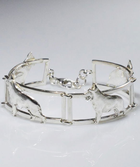 Bracciale 4 sezioni Pastore Tedesco 3D in argento 925