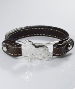 Bracciale cinturino in vera pelle Bernese 3D in argento 925