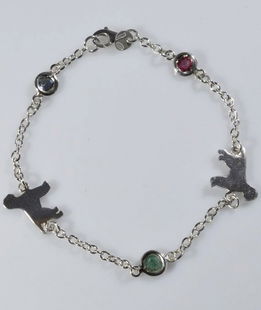 Bracciale Lagotto 3 pietre preziose (rubino, Smeraldo, Zaffiro naturali) in argento 925