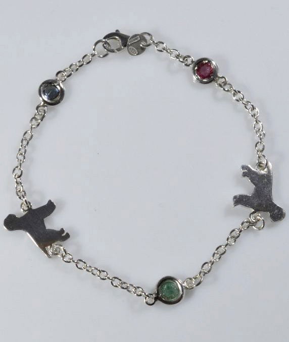 Bracciale Lagotto 3 pietre preziose in argento 925