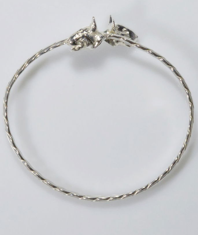 Bracciale due teste Contrarier Bull terrier in argento 925