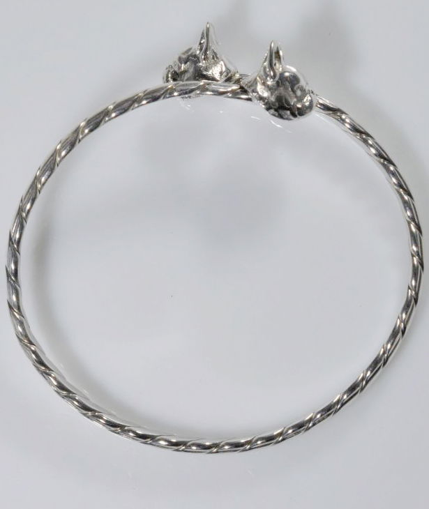 Bracciale due teste Contrarier Bull francese argento 925