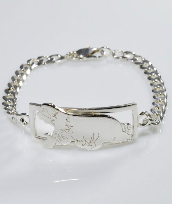 Bracciale Bearded Collie catena argento argento 925