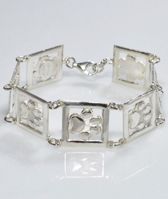 Bracciale sezioni quadrate con orma bombata media argento 925