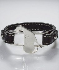 Bracciale cinturino in pelle Rhodesian in argento 925