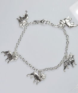 Bracciale rolò medio Bull francese pendenti 3D in argento 925