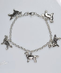 Bracciale rolò medio Labrador pendenti 3D in argento 925