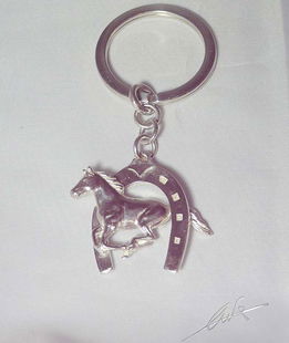 Portachiavi cavallo galoppo ferro argento