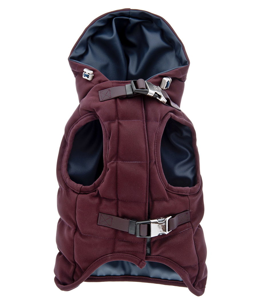 PROMOZIONE Gilet imbottito con cappuccio e chiusura a strappo modello Ghiaccio per cani 30 CM BORDEAUX - foto 1