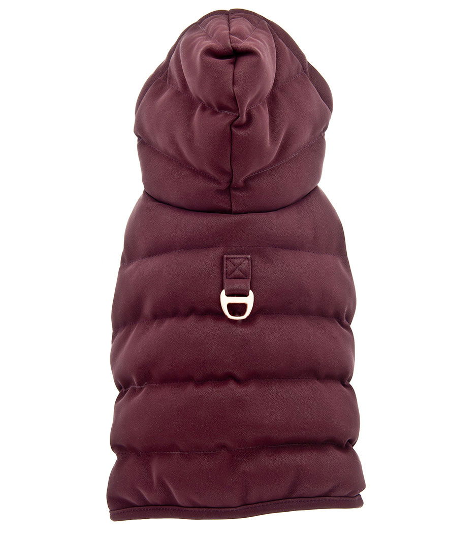 PROMOZIONE Gilet imbottito con cappuccio e chiusura a strappo modello Ghiaccio per cani 30 CM BORDEAUX - foto 2