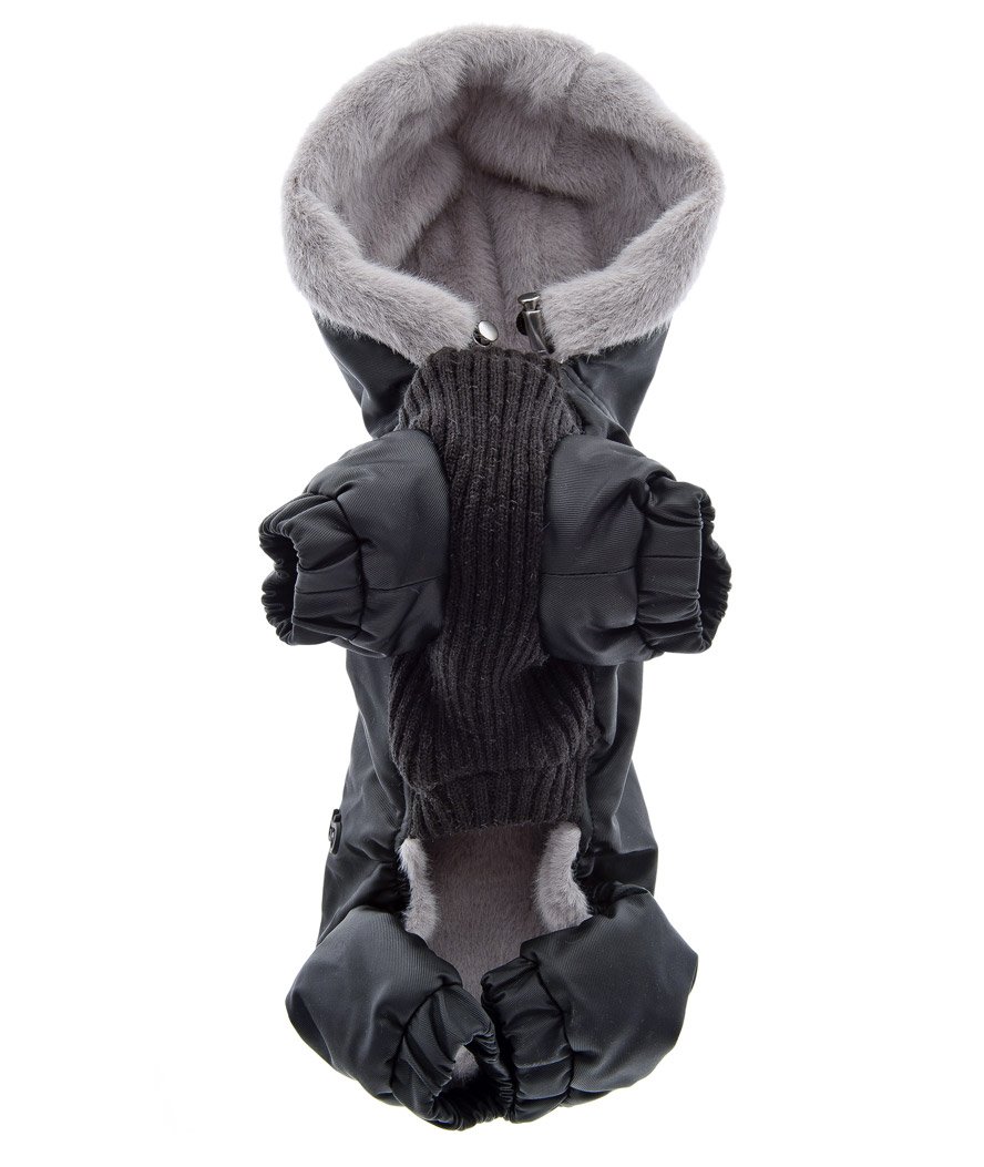 Cappotto morbido impermeabile con cappuccio in ecopelliccia modello Neve per cani  - foto 13