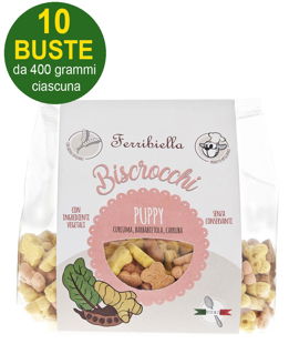 Biscotti per cani Biscrocchi Puppy curcuma, barbabietola e carruba 10 buste da 400 g