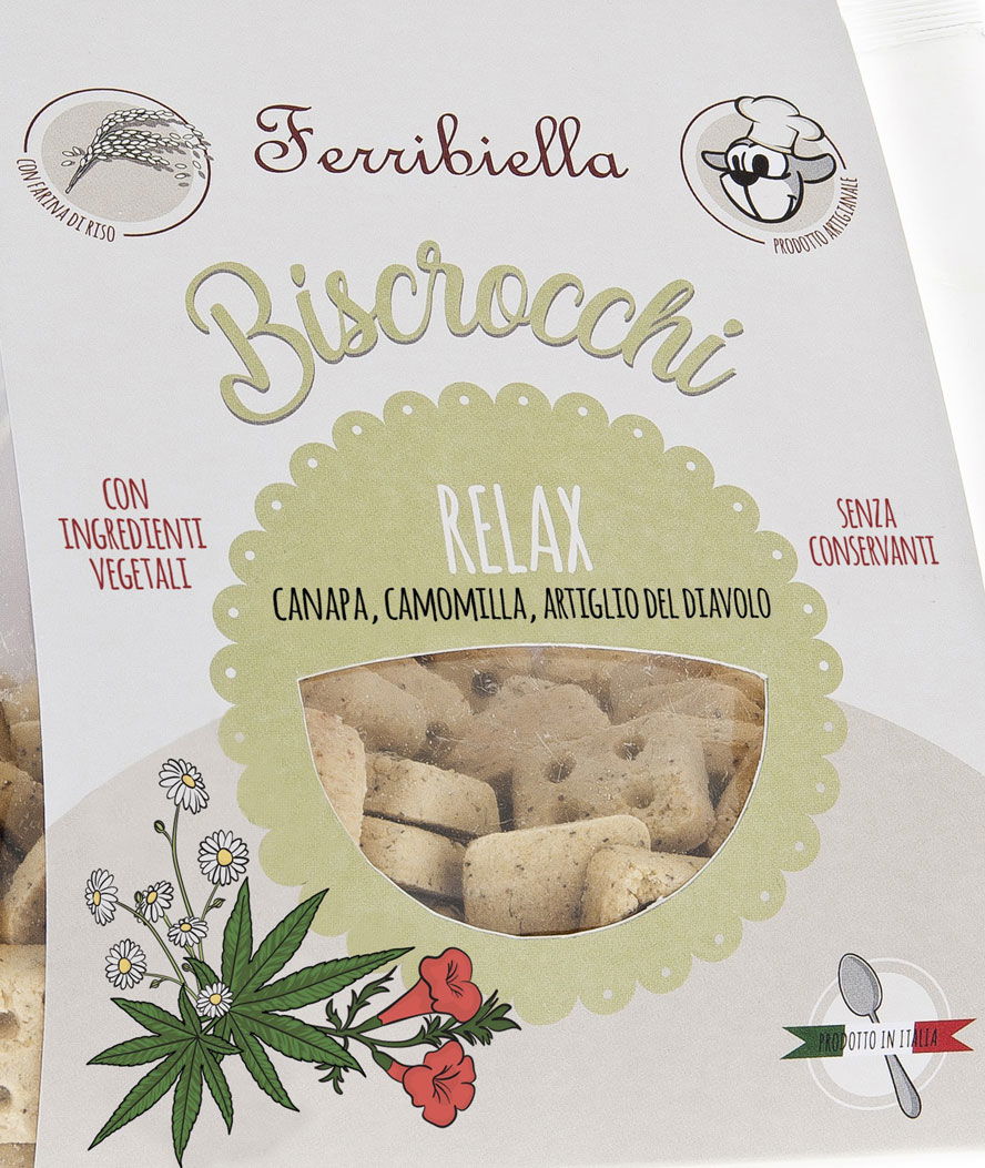 Biscotti Biscrocchi Relax con canapa, camomilla, artiglio del diavolo per cani 10 buste da 400 g ciascuna - foto 1
