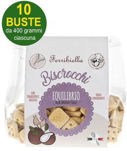 Biscotti per cani Biscrocchi Equilibrio rosa canina e cocco 10 buste da 400 g