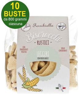 Biscotti per cani Biscrocchi Rustici Leggeri con pochi grassi 10 buste da 800 g