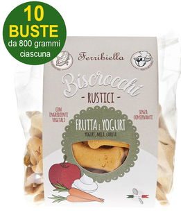 Biscotti per cani Biscrocchi Rustici frutta e yogurt 10 buste da 800 g