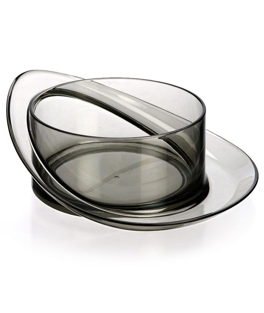 PROMOZIONE Ciotola in plastica trasparente per cani modello Saturno TAGLIA M GRIGIO