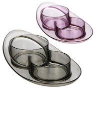 Ciotola doppia in plastica trasparente per cani modello Saturno