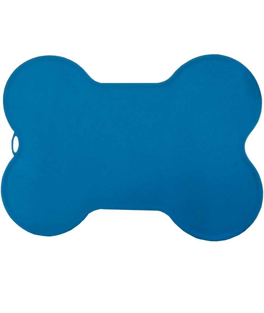 Tappetino sottociotola in silicone per cani e gatti a forma di osso azzurro - foto 1