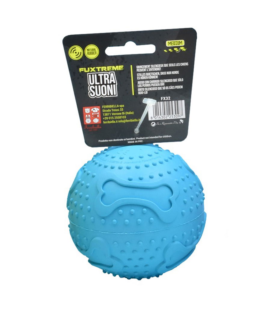 Gioco in gomma con Squeaker Silenzioso Bones Ball Fuxtreme per cani  - foto 1