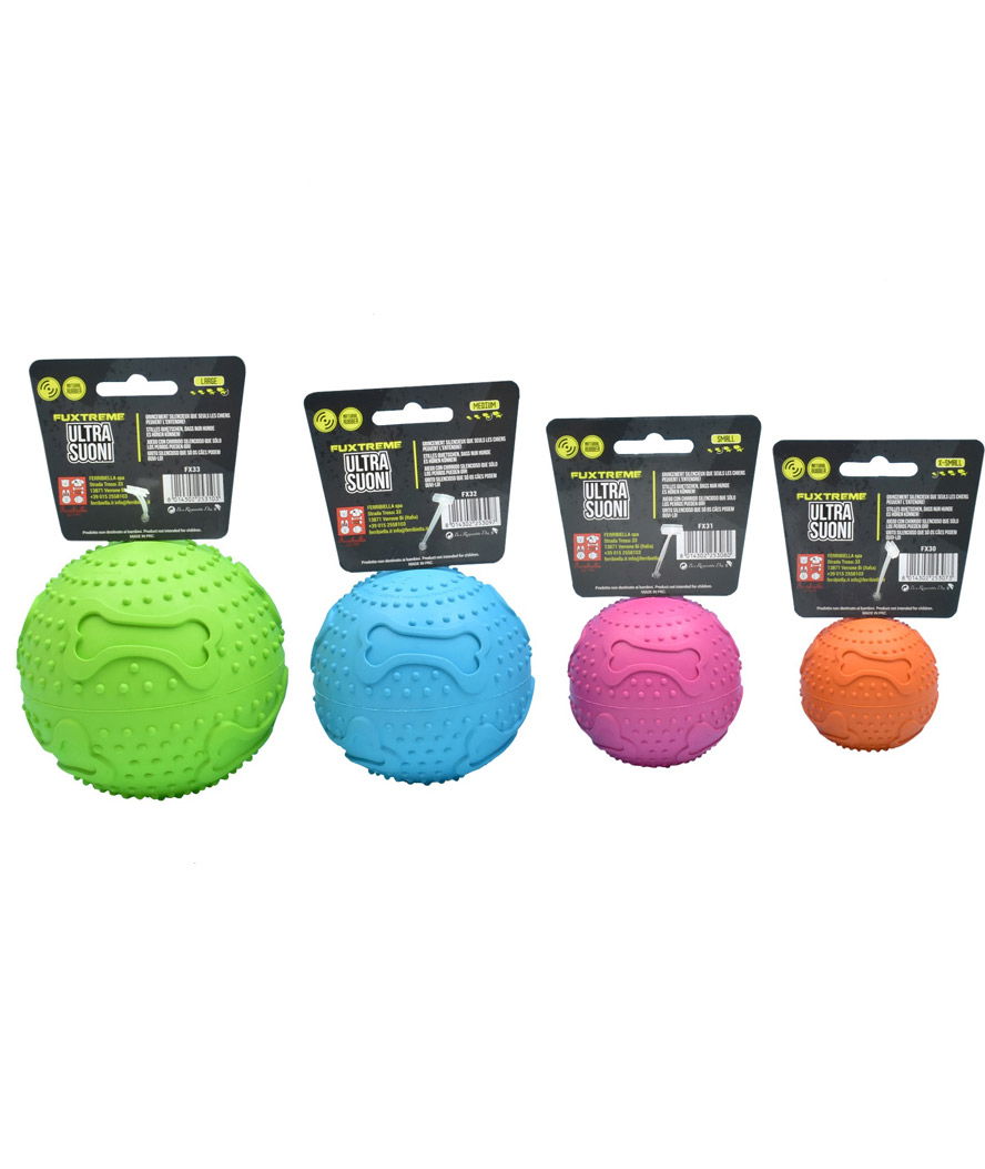 Gioco in gomma con Squeaker Silenzioso Bones Ball Fuxtreme per cani  - foto 3