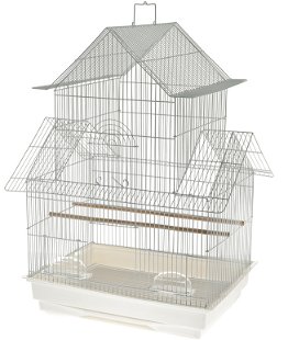 Gabbia per uccelli modello Vicenza completa di accessori con tetto a pagoda