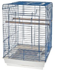 Gabbia per pappagalli modello Trento completa di accessori con tetto piatto