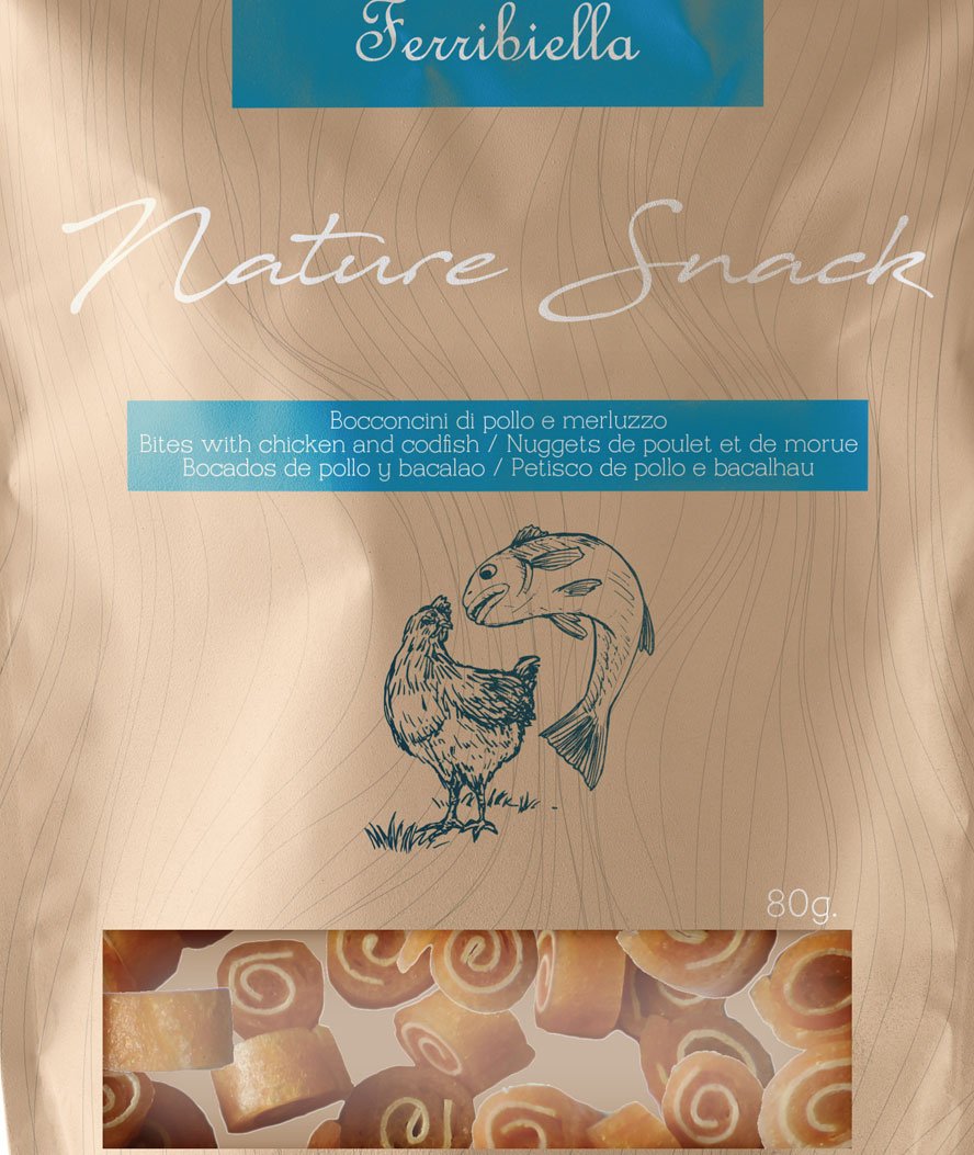 Nature Snack bocconcini di pollo e merluzzo per cani 10 buste da 80 g cad - foto 1