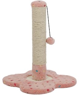 Tiragraffi colonna in morbido peluche con base a forma di fiore e gioco pallina per gatti