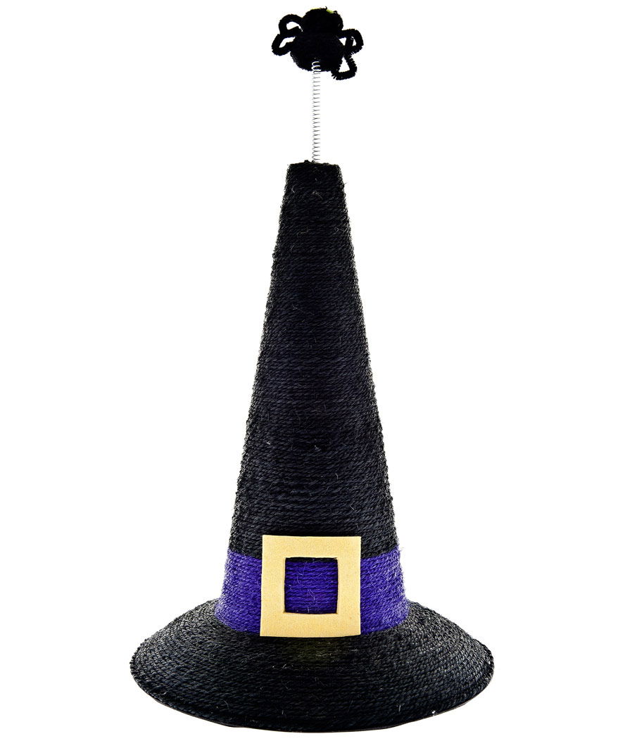 Tiragraffi cappello da strega Halloween con gioco ragno per gatti