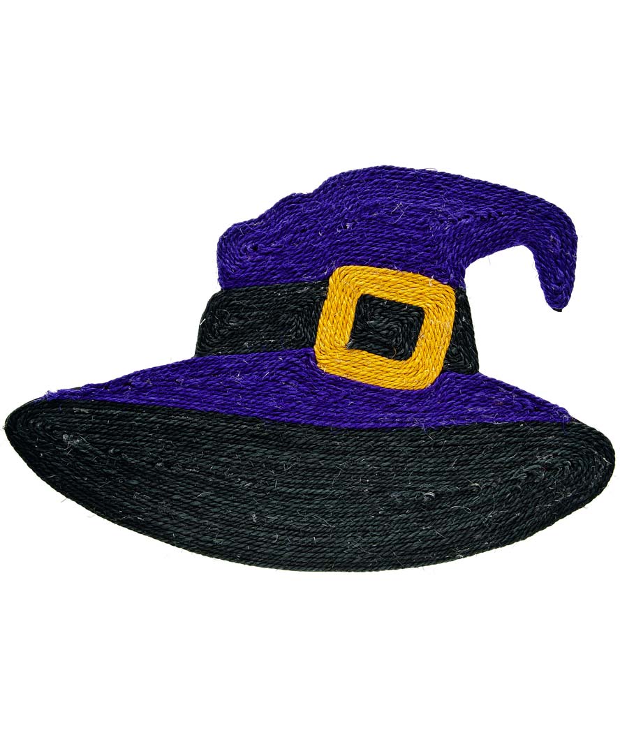 Tappeto tiragraffi a forma di cappello da strega Halloween con fondo antiscivolo per gatti 