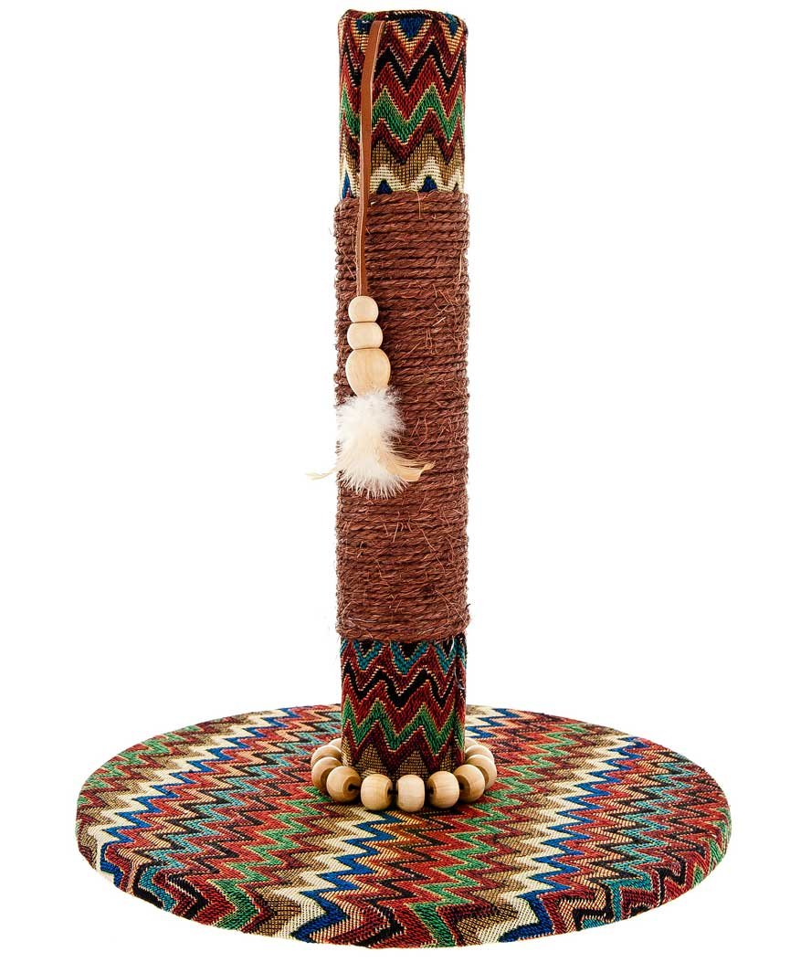 Tiragraffi Etnico in sisal con stuzzicagatto con piume per gatti