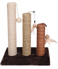 Tiragraffi modello Tris con tre colonne e giochi per gatti