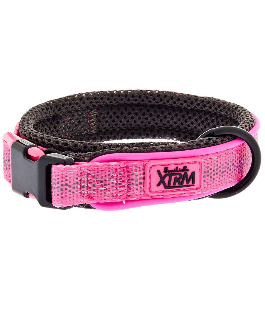 Collare resistente in mesh traspirante non strappa il pelo e non irrita la cute con bordo riflettente modello XTRM per cani