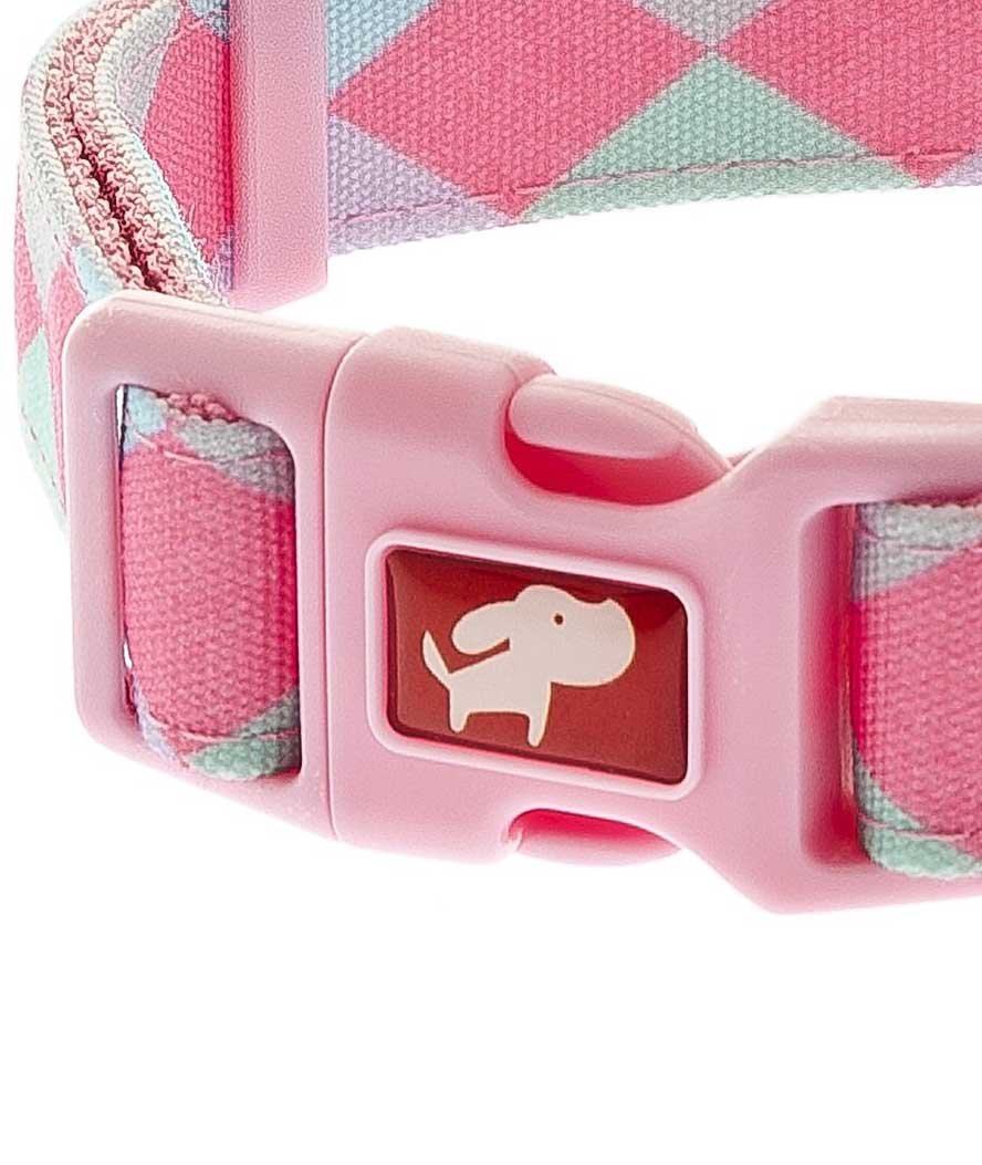 Collare per cani in nylon regolabile con imbottitura in neoprene rombi rosa - foto 1