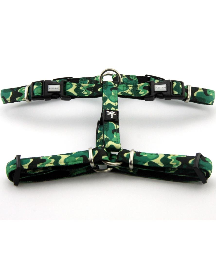 PROMOZIONE Pettorina regolabile a otto in nylon in fantasie camouflage Fuxtreme per cani VERDE - foto 3