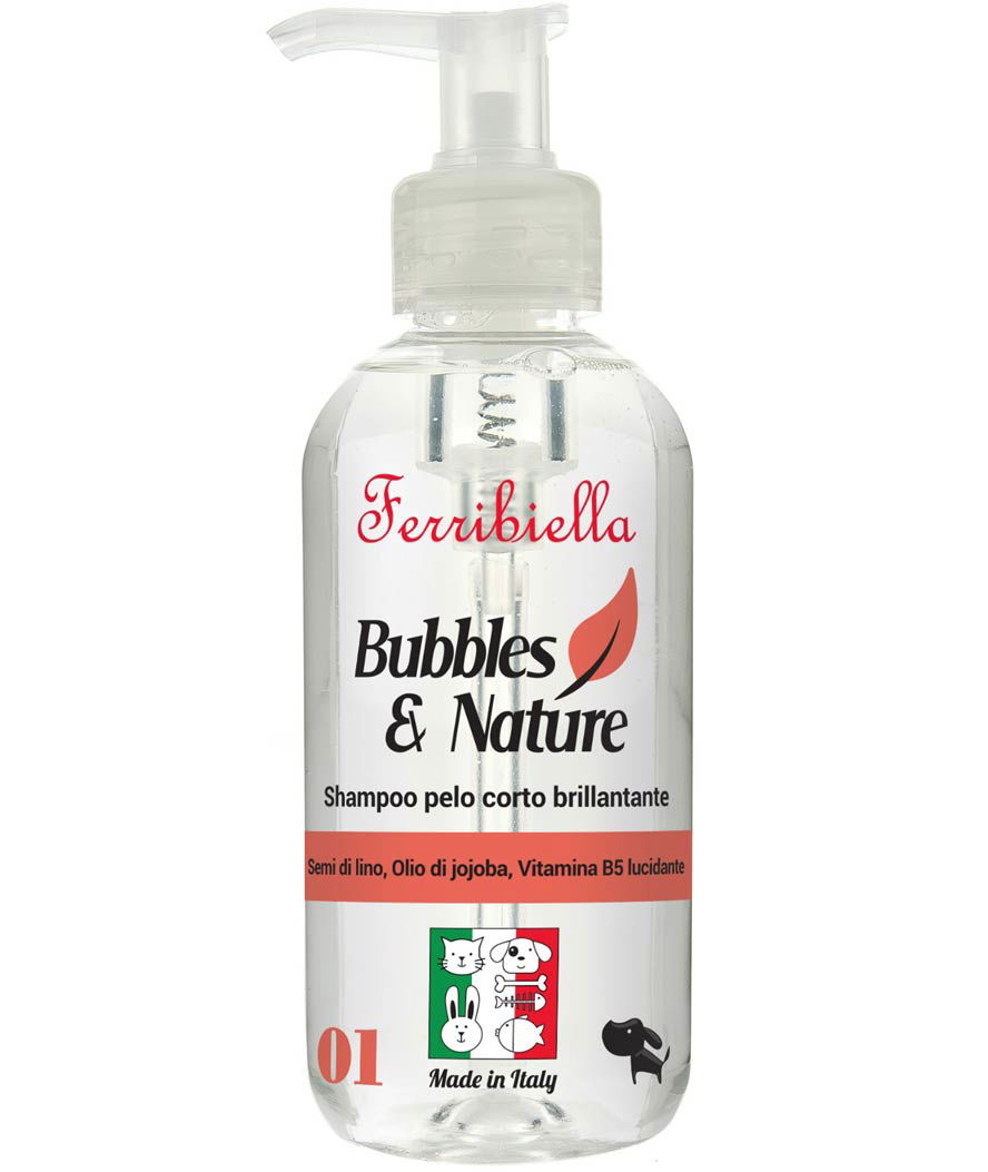 Shampoo con semi di lino, olio di jojoba e vitamina B5 per cani con pelo corto 250 ml