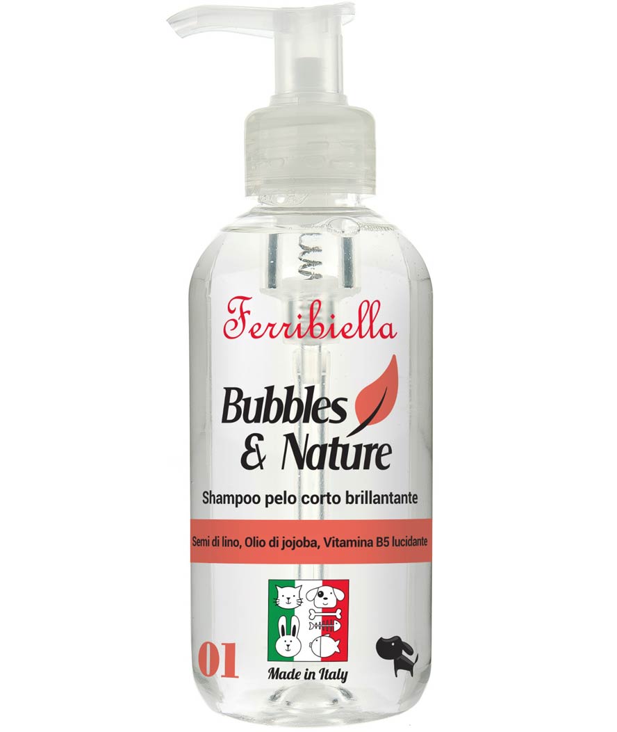 Shampoo con semi di lino, olio di jojoba e vitamina B5 per cani con pelo corto 250 ml