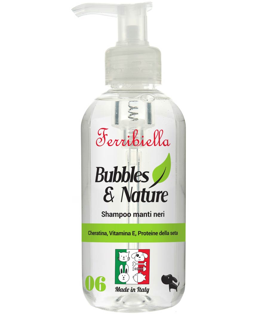 Shampoo con cheratina, vitamina E, proteine della seta per cani con manto nero 250 ml