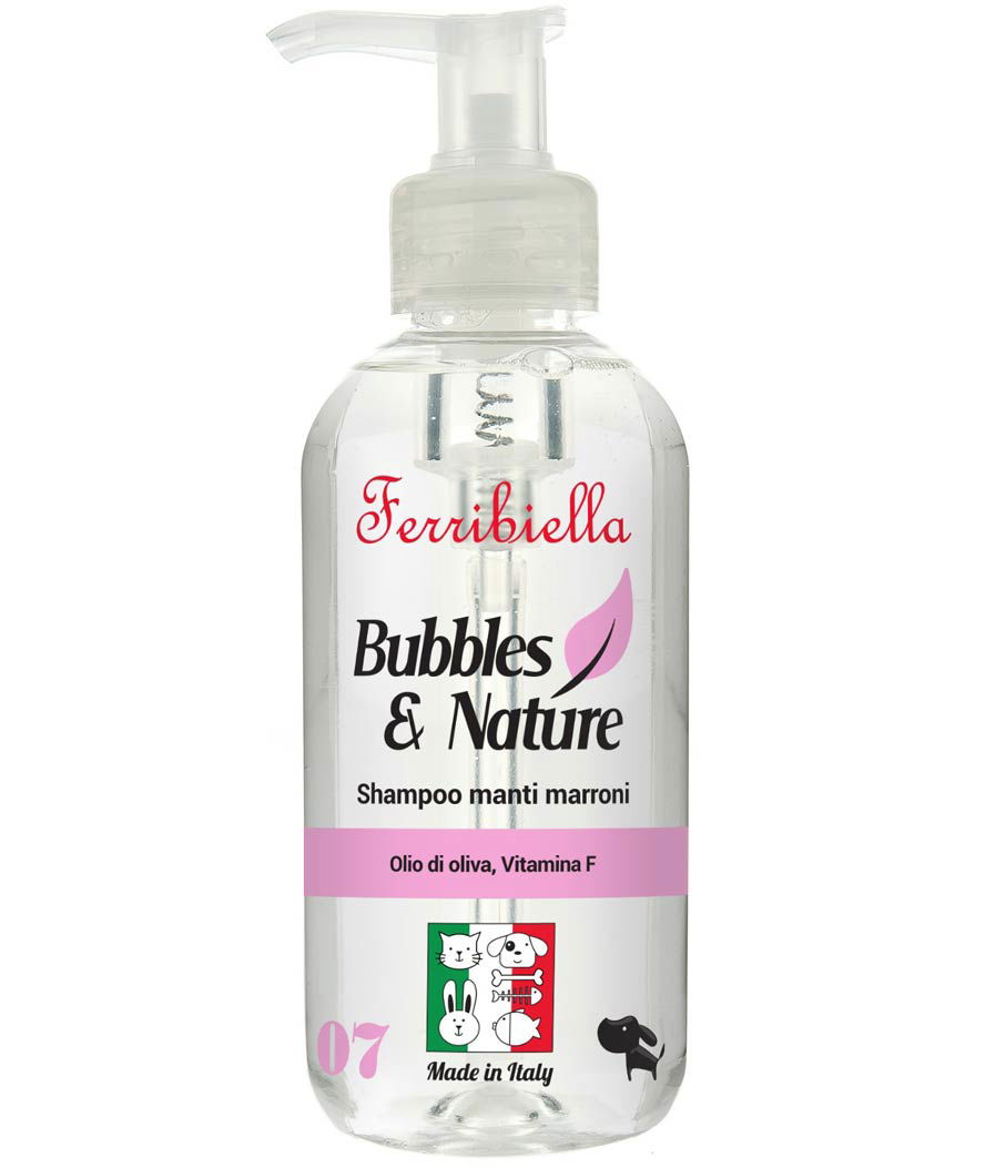 Shampoo con olio di oliva e vitamina F per cani con manto marrone 250 ml