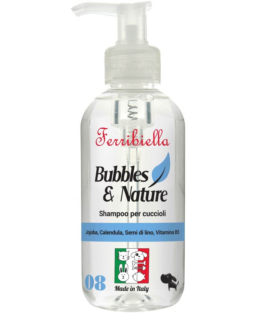 Shampoo con jojoba, calendula, semi di lino e vitamine B5 per cani cuccioli 250 ml
