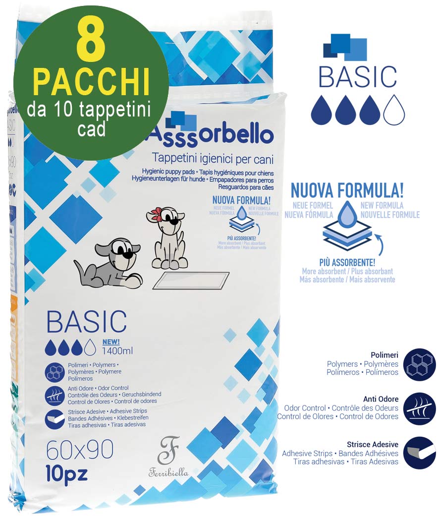 Tappetini igienici Asssorbello Basic 60x90 cm per cani 