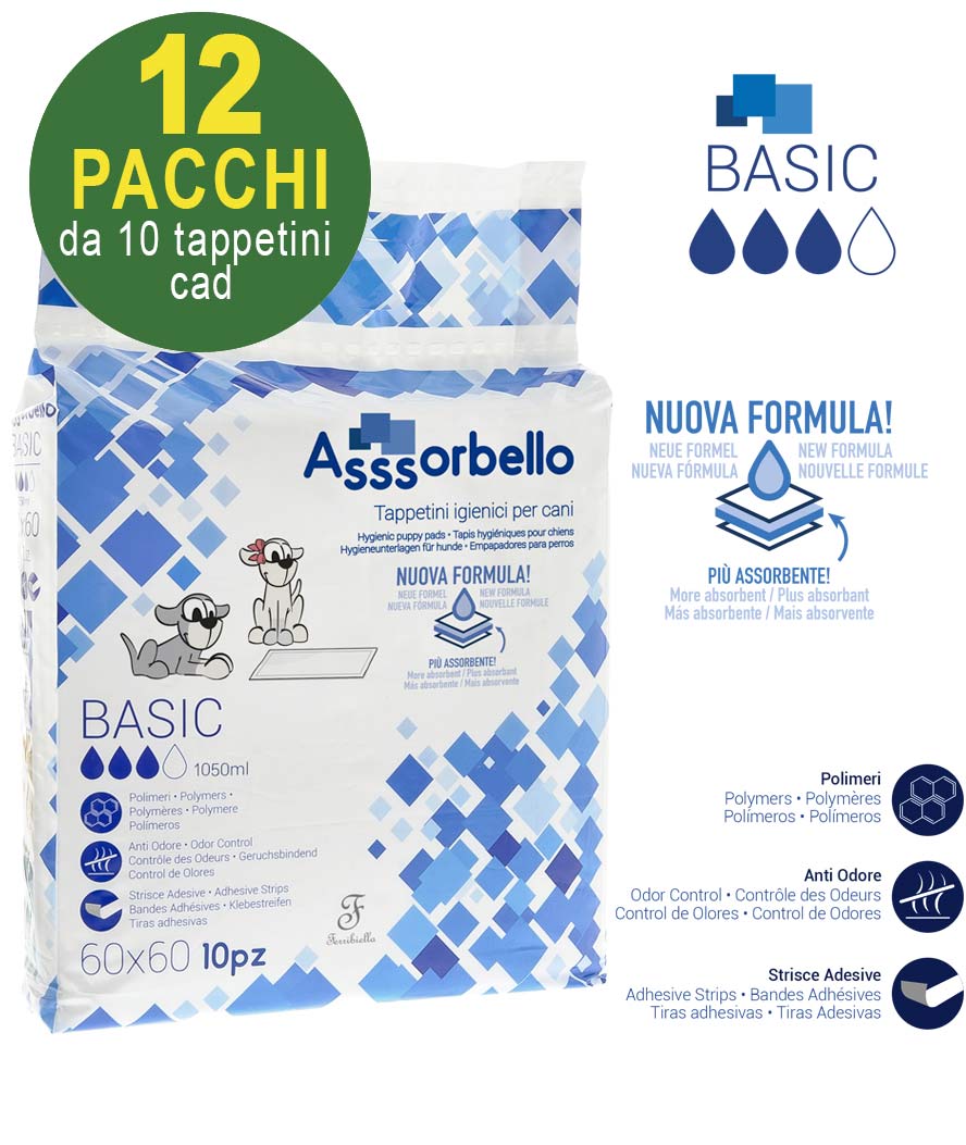 Tappetini igienici Asssorbello Basic 60x60 cm per cani 