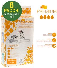 180 Tappetini igienici Asssorbello Premium 60x60 cm per cani - 6 pacchi da 30 pezzi cad