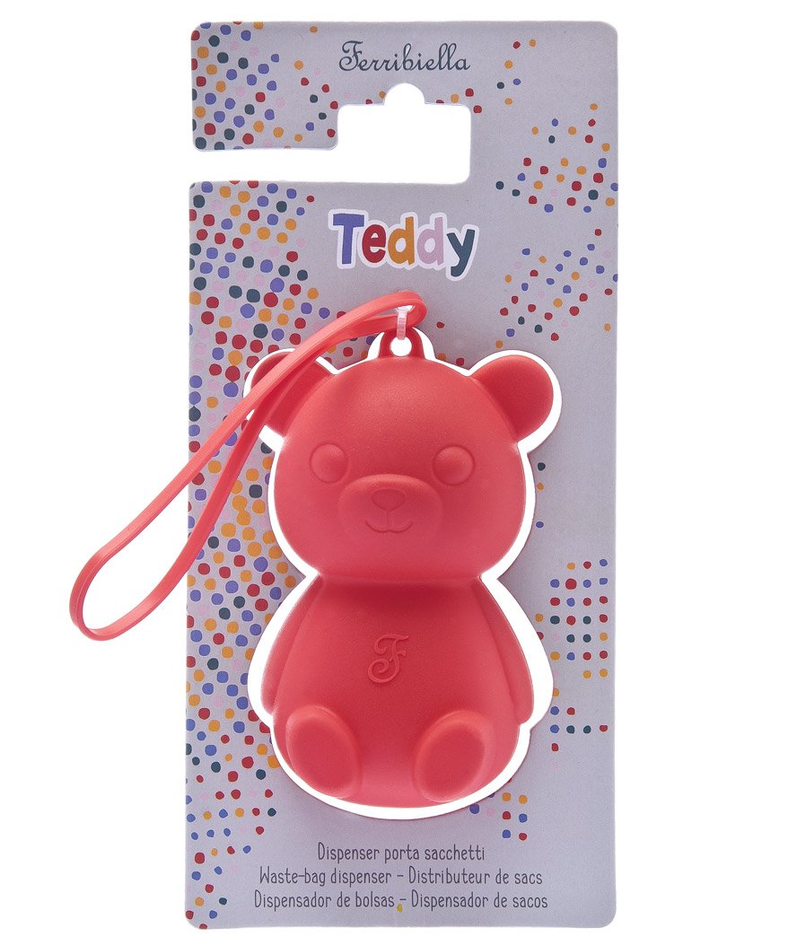 Dispenser portasacchetti per cani modello Teddy colore rosso set 3 pezzi - foto 4