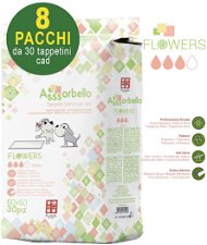 240 Tappetini igienici per cani Asssorbello Flower 60x60 - 8 pacchi da 30 pezzi cad.