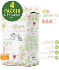 320 Tappetini igienici Asssorbello Flower 60x90 cm per cani - 4 pacchi da 80 pezzi cad.
