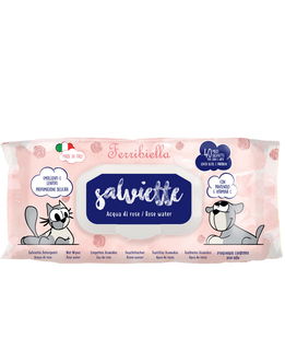 Salviette acqua di rose con profumazione delicata per cani e gatti