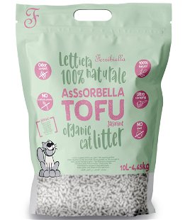 Assorbella lettiera per gatti naturale al tofu Jasmine 10 litri conf.  3 pezzi